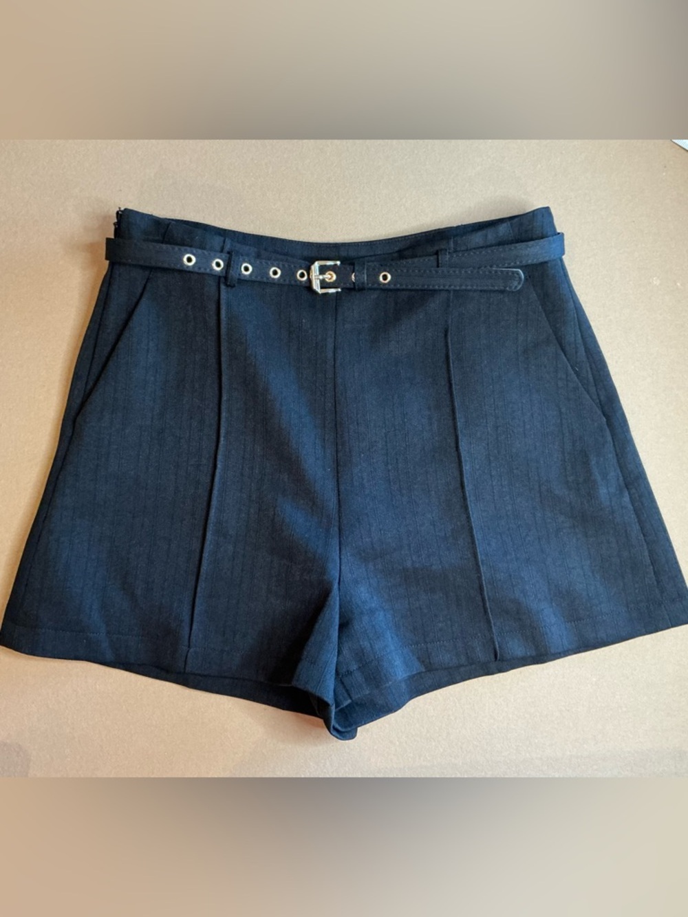 High-Waist Black Women's Dress Shorts with Belt